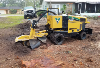 ACI turbo diesel stump grinder at work